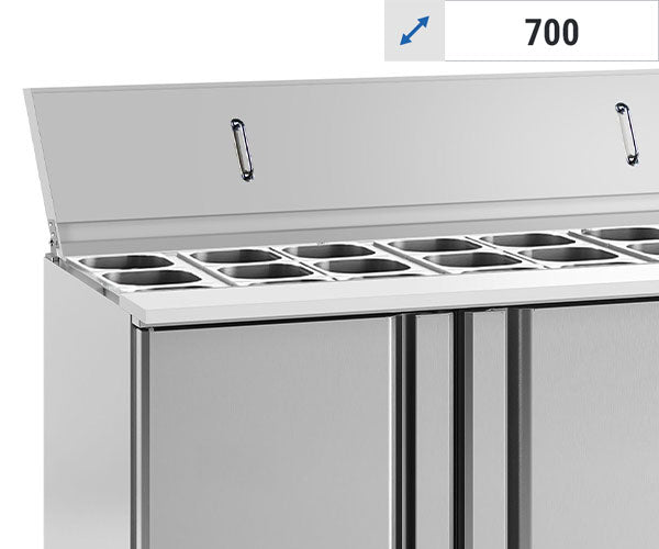 Saladetter med låg i rustfrit stål