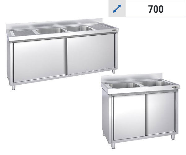 Vaskeskab - 2 Vaske i midten 700 Dybde