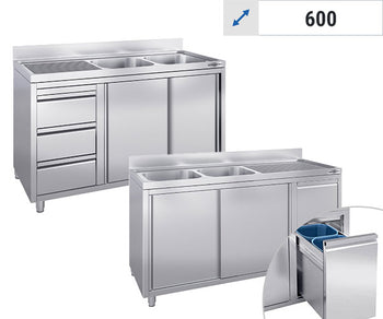 Vaskeskab - 2 Vaske 600 dybde