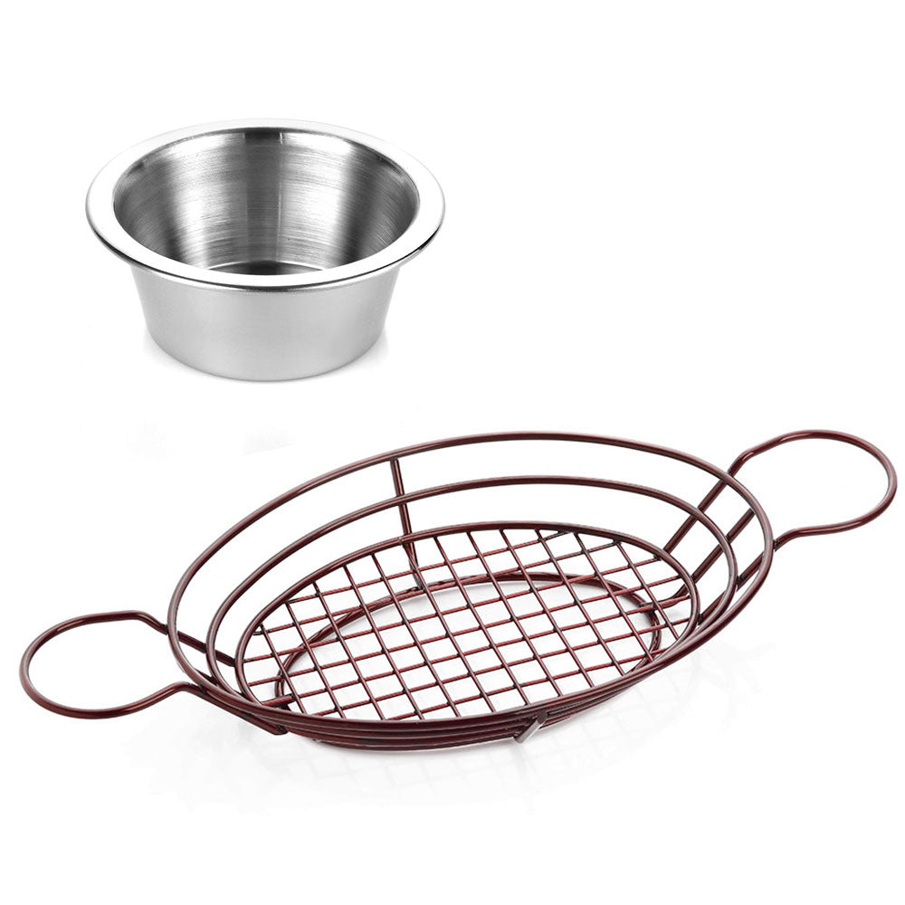 (5 stk.) Finger Food Basket med Dip Cups Oval