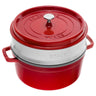 STAUB | LA COCOTTE - Cocotte med dampindsats - Ø 260mm - Støbejern - Kirsebærrød