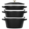 STAUB | STACKABLE SET - Grydesæt - 3 stk - Ø 240mm - Støbejern - Sort