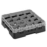 CAMBRO | CAMRACK® - Kurv til glasvask 1/1 med 1 forlænger - 500x500mm - 16 rum - Sort