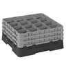 CAMBRO | CAMRACK® - Kurv til glasvask 1/1 med 3 forlængere - 500x500mm - 16 rum - Sort