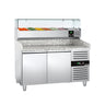 Pizzabord ECO - 1500x800 mm - granitbordplade - med 2 døre - inkl. køleopsats med glasafdækning - 6x GN 1/3 - til 60x40 cm plader