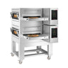 (2 stk.) Tunnelpizzaovn (gas) - 1680x2180x1740 mm - op til 350 °C - Touch - Bredde på bånd: 800 mm - inkl. Understel