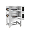 (2 stk.) Tunnelpizzaovn (elektrisk) - 1260x1750x1570 mm - op til 350 °C - Touch - Bredde på bånd: 500 mm - inkl. Understel & 4 hjul