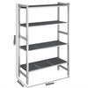 Aluminiumsreol – grundsektion - 960x360 mm - Dybde: 360 mm - med 4 hylder - Samlet bæreevne: 900 kg
