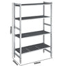 Aluminiumsreol – grundsektion - 960x360 mm - Dybde: 360 mm - med 4 hylder - Samlet bæreevne: 900 kg