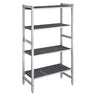 Aluminiumsreol – grundsektion - 780x1800 mm - Dybde: 360 mm - med 4 hylder - Samlet bæreevne: 900 kg