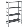 Aluminiumsreol – grundsektion - 960x1800 mm - Dybde: 560 mm - med 4 hylder - Samlet bæreevne: 900 kg