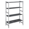 Aluminiumsreol – grundsektion - 1080x1800 mm - Dybde: 560 mm - med 4 hylder - Samlet bæreevne: 900 kg