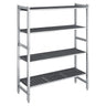 Aluminiumsreol – grundsektion - 1500x1800 mm - Dybde: 560 mm - med 4 hylder - Samlet bæreevne: 900 kg
