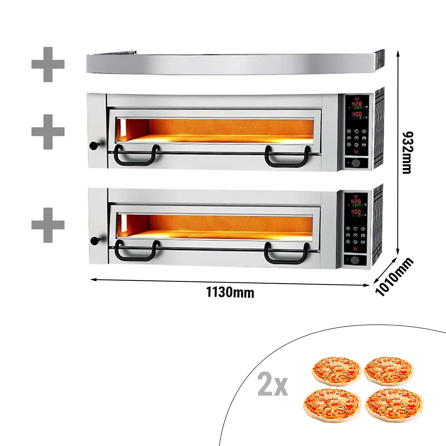 Pizza Oven med Hætte - 4+4 x Ø 34 cm