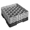 CAMBRO | CAMRACK® - Kurv til glasvask 1/1 med 3 forlængere - 500x500mm - 30 rum - Sort