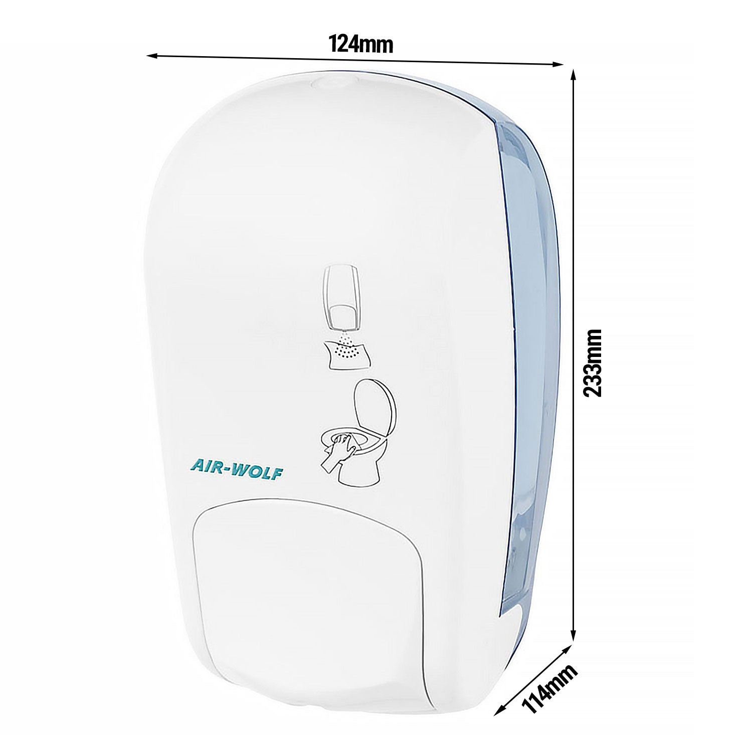 AIR-WOLF | WC-sæderenser med trykknap - 1000 ml - ABS-plast - hvid