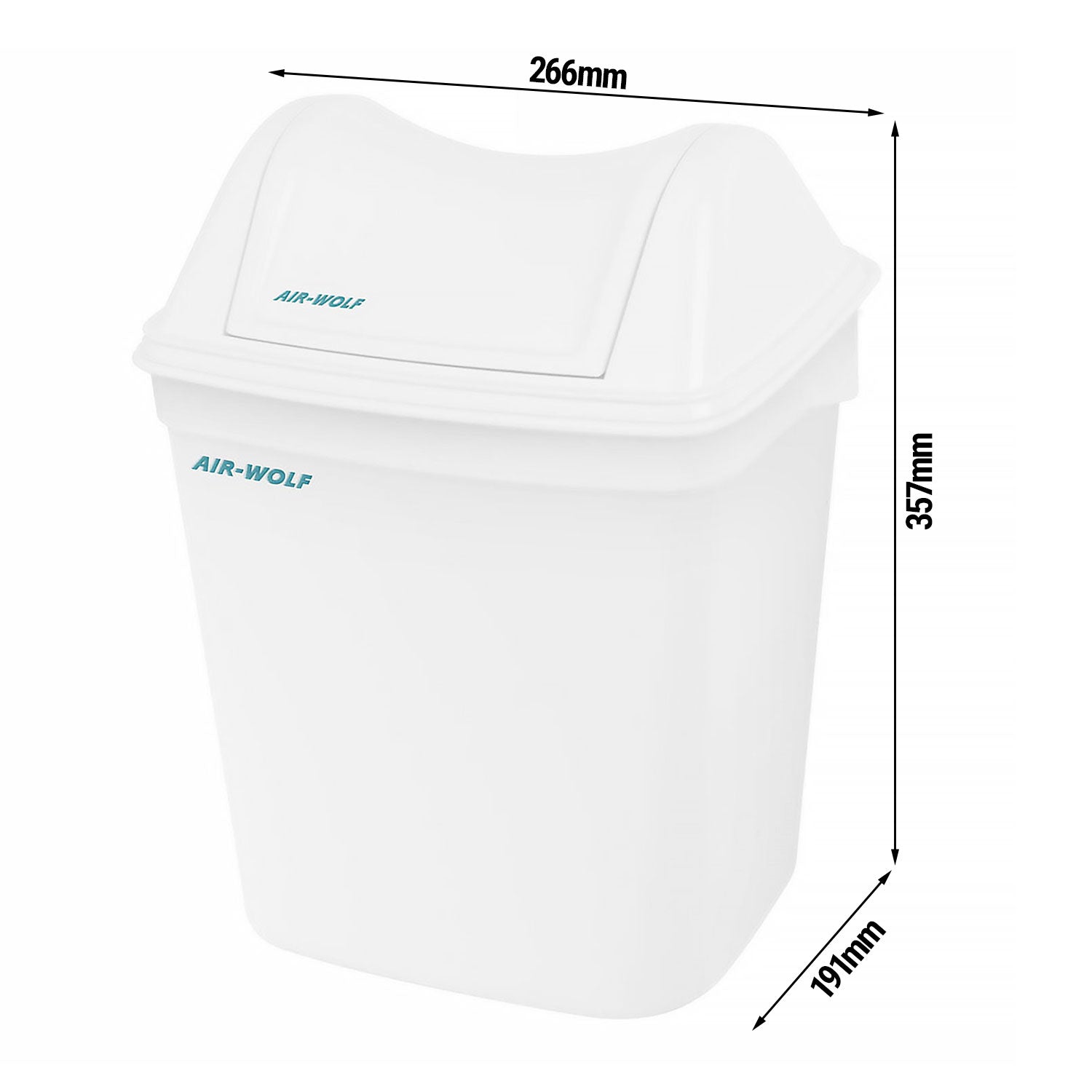 AIR-WOLF | Hygiejnisk affaldsspand med hætte - 8 liter - ABS-plast - hvid