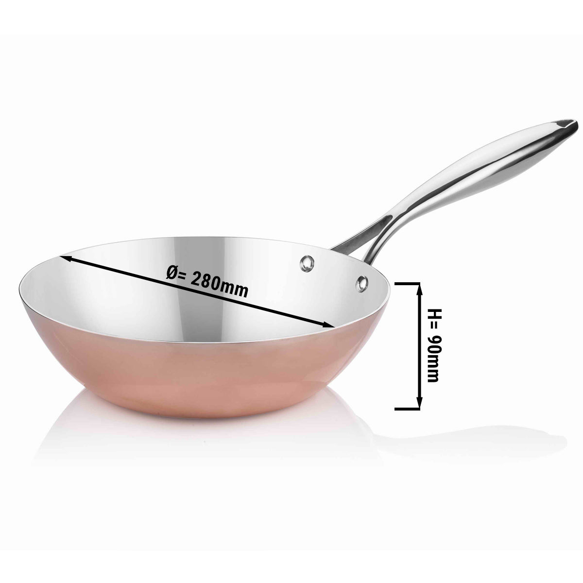 Wok-pande i kobber - Ø 28 cm