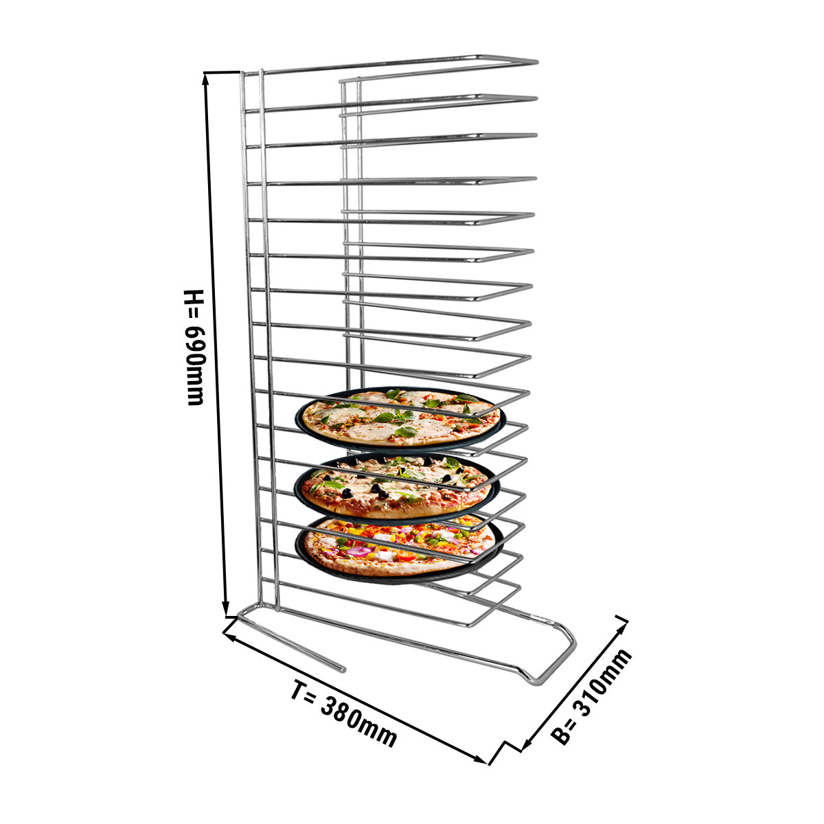 Pizzapladeholder med 15 hylder