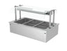 Drop-in bain marie - 1135 mm - 2,59 kW - 3x GN 1/1 - med hosteskjold i glas - inkl. kølebrønd