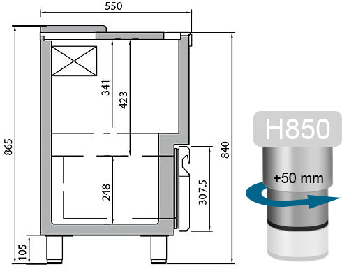 Køleskab til flasker 620 liter - med 3 skuffer