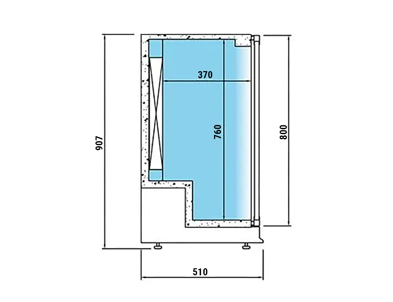 Backbar 220 liter - med 2 Glasdøre (Rustfritt stål)