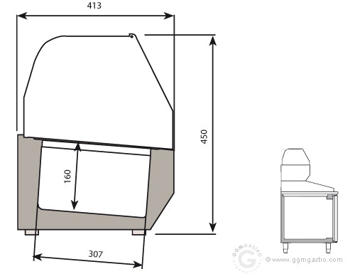 Kølevitrine - Køleopsats 1,7 x 0,41 m - for 6 x GN 1/3 Beholdere