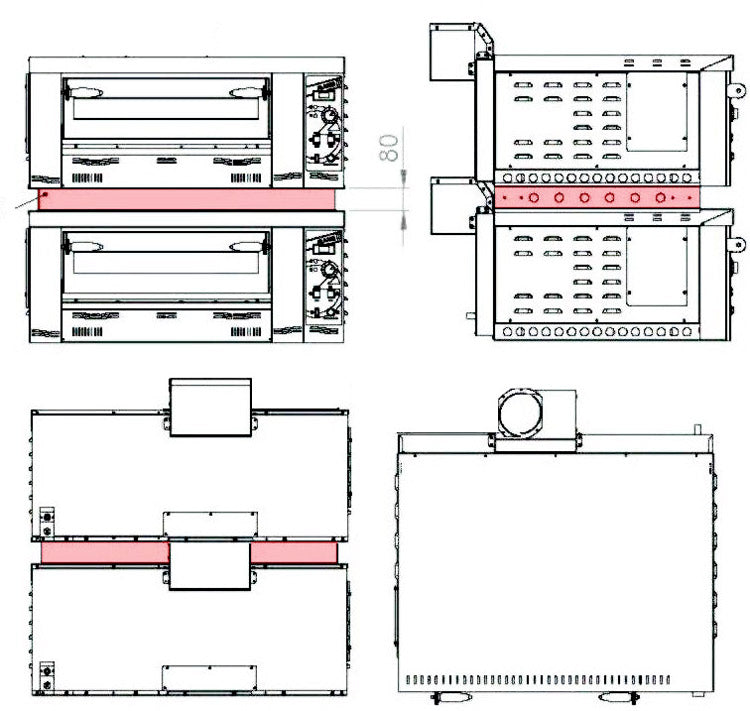 Gas pizzaovn 6 + 6 x 34 cm (lav)