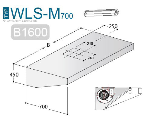 Væg emfang 1,6 m - med motor, regulator, filter og lampe