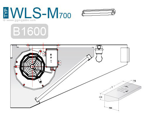 Væg emfang 1,6 m - med motor, regulator, filter og lampe