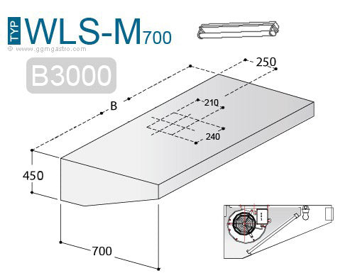 Væg emfang 3,0 m - med motor, regulator, filter og lampe