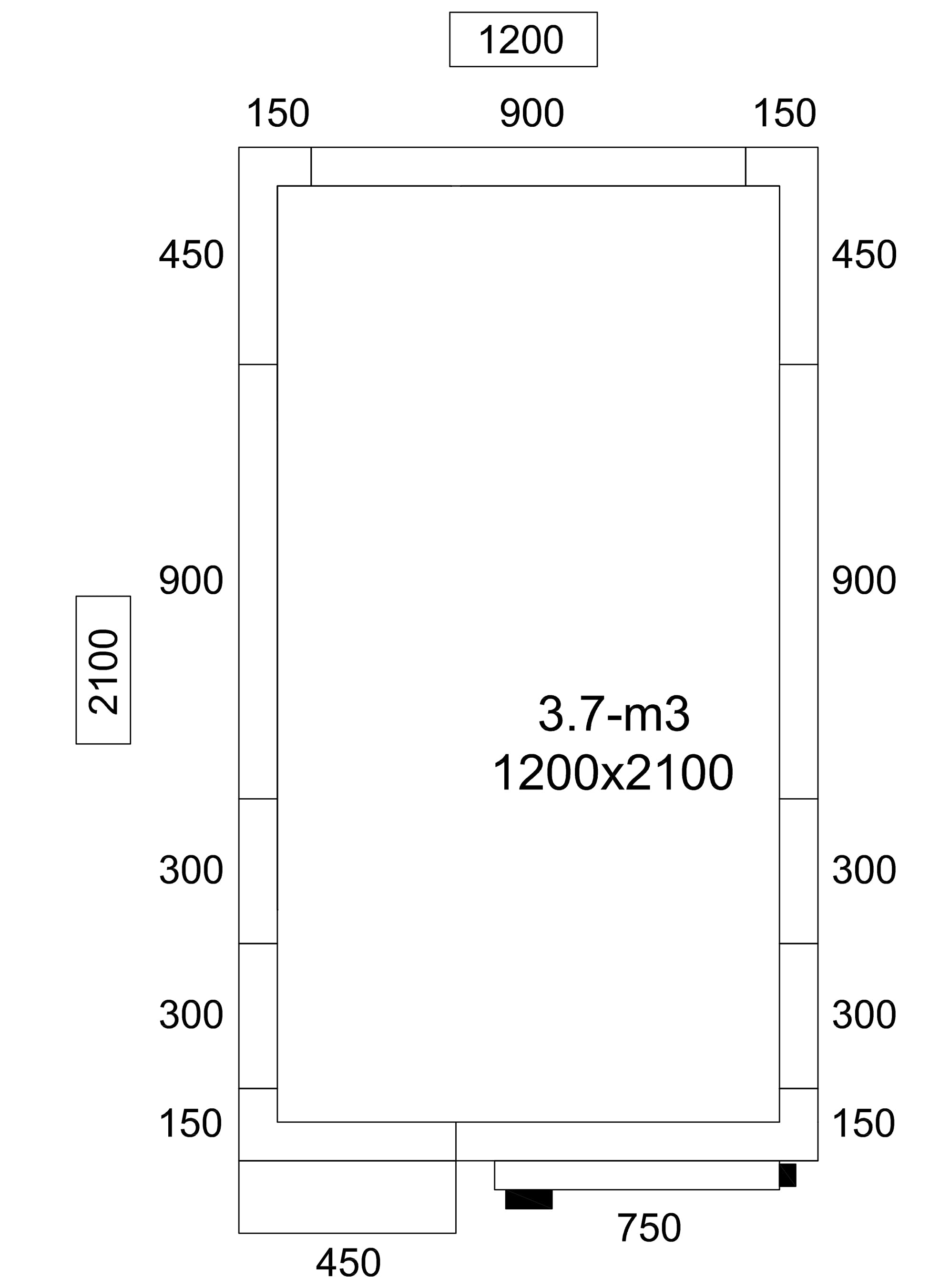 Kølerum - 1,2 x 2,1 m - 3,7 m³