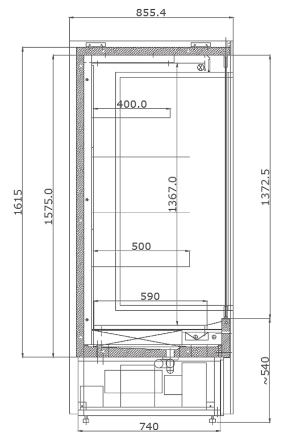 Kølereol - 1,1 x 0,85 m - med 4 hylder - Sort - 800 dybde