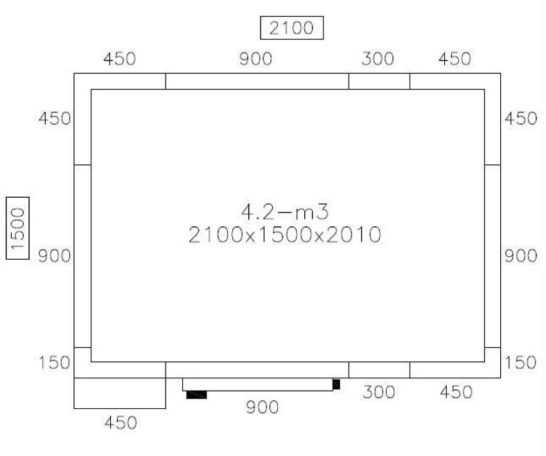 Fryserum 2,1 x 1,5 m - højde 2,01 m - 6,3 m³