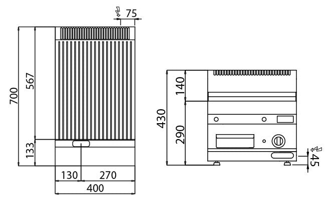 Elektrisk stegeplade - rillet (3,6 kW)