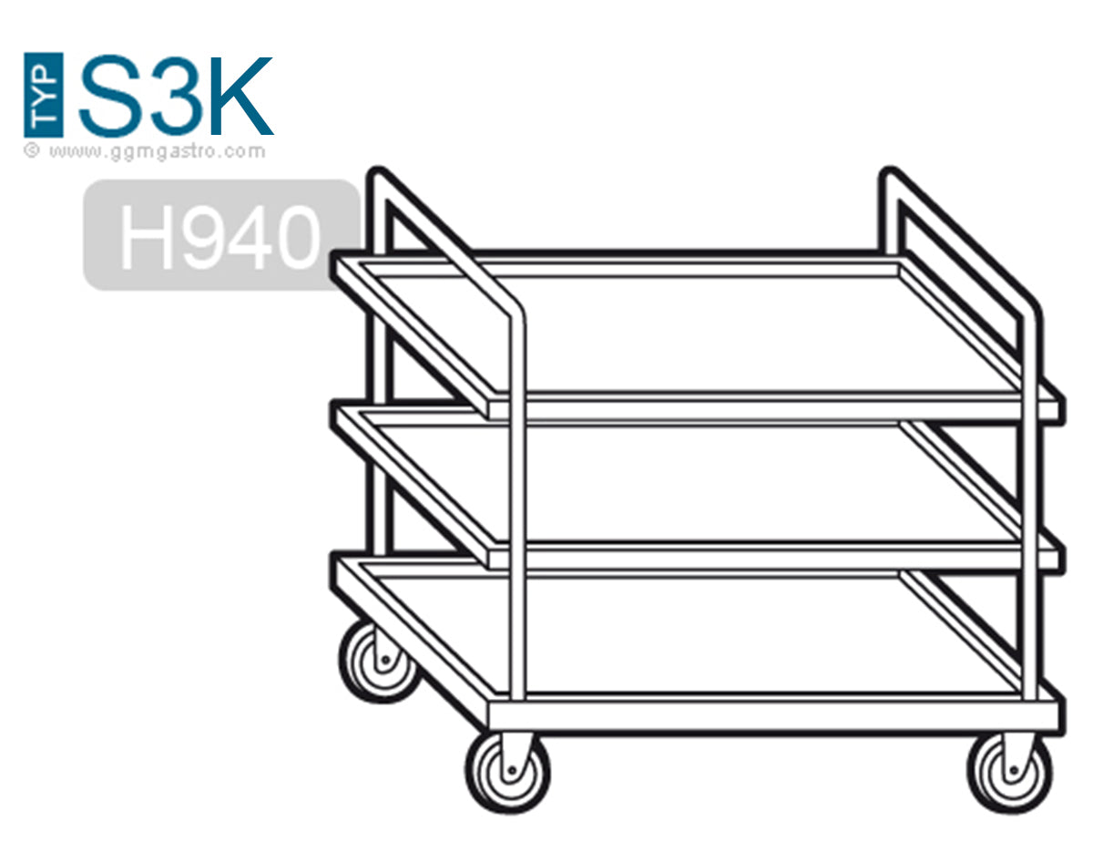 Servicevogn 1,0 m - 3 Hylder