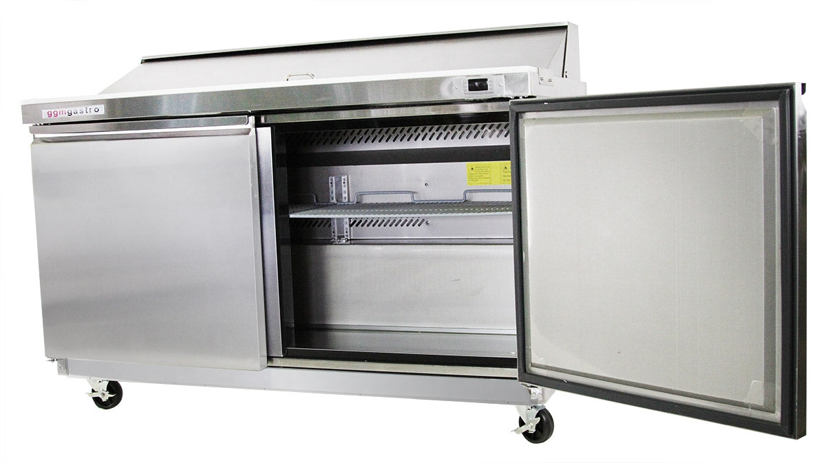 Saladette / Pizzadisk PREMIUM - 1,60 x 0,86 m – 510 liter - med 2 Døre