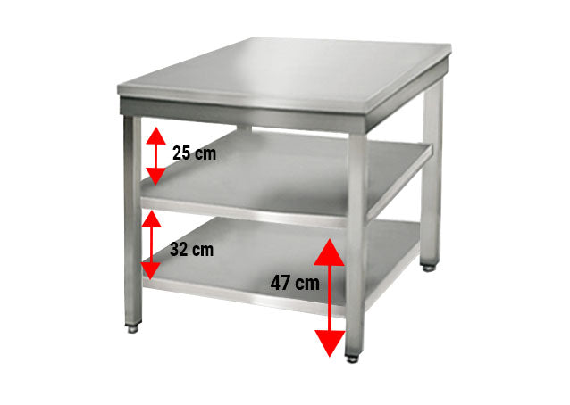 Rustfrit stål arbejdsbord ECO - 0,6 m - med underhylde