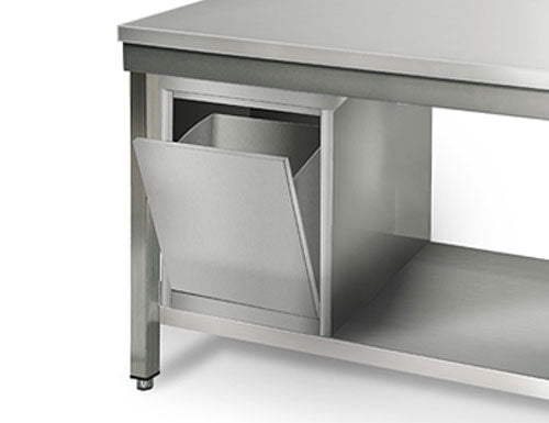 Rustfrit stål arbejdsbord ECO - 0,7 m - med underhylde og bagkant
