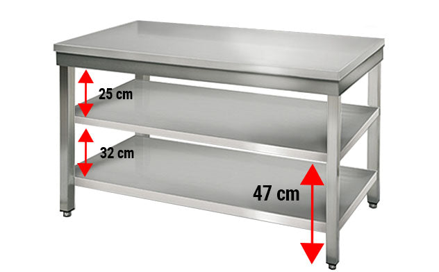 Rustfrit stål arbejdsbord ECO - 1,2 m - med underhylde