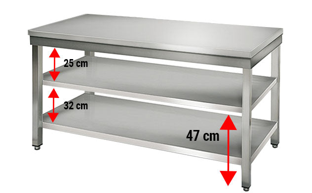 Rustfrit stål arbejdsbord ECO - 1,5 m - med underhylde