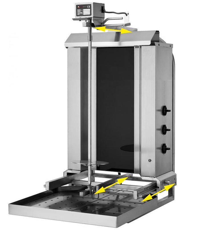 Grill 3 brændere (bevægelig) - max. 40 kg | Gyrosgrill | Table Grill | Elektrisk Grill | Döner Machine | Gyros maskine |