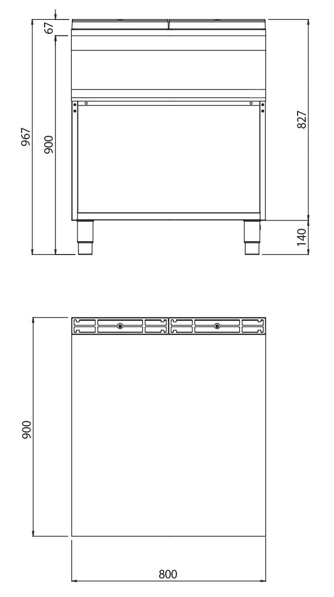 Neutralsektion - 0,8 m - med skuffe