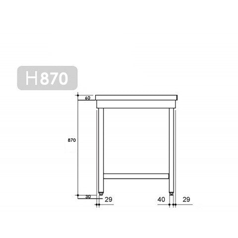 Rustfrit stål arbejdsbord PREMIUM - 1,5 m - med underhylde & afstivning