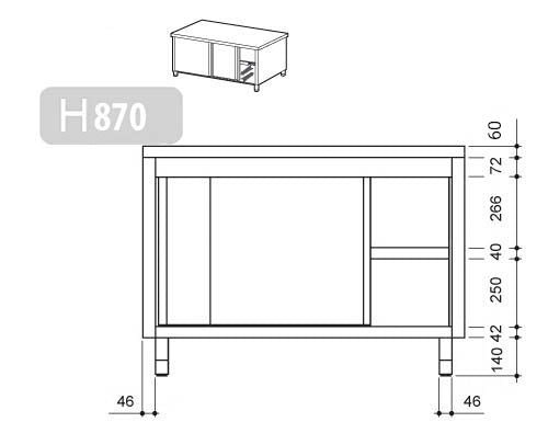 Arbejdsskab PREMIUM med Gennemgang - 1,2 m