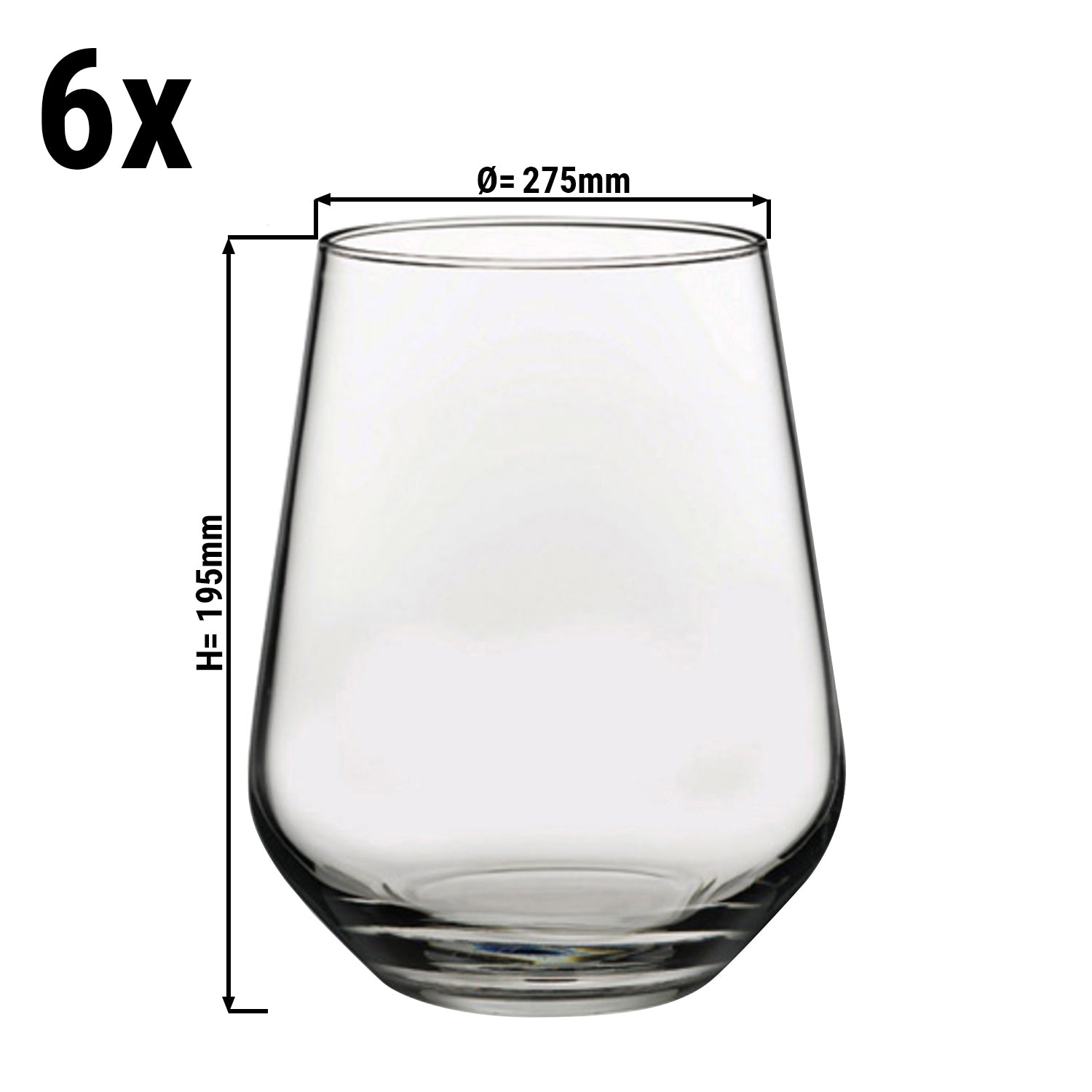 (Pakke med 6) Drikkeglas til alle formål - ALLEGRA - 425ml - Gennemsigtig