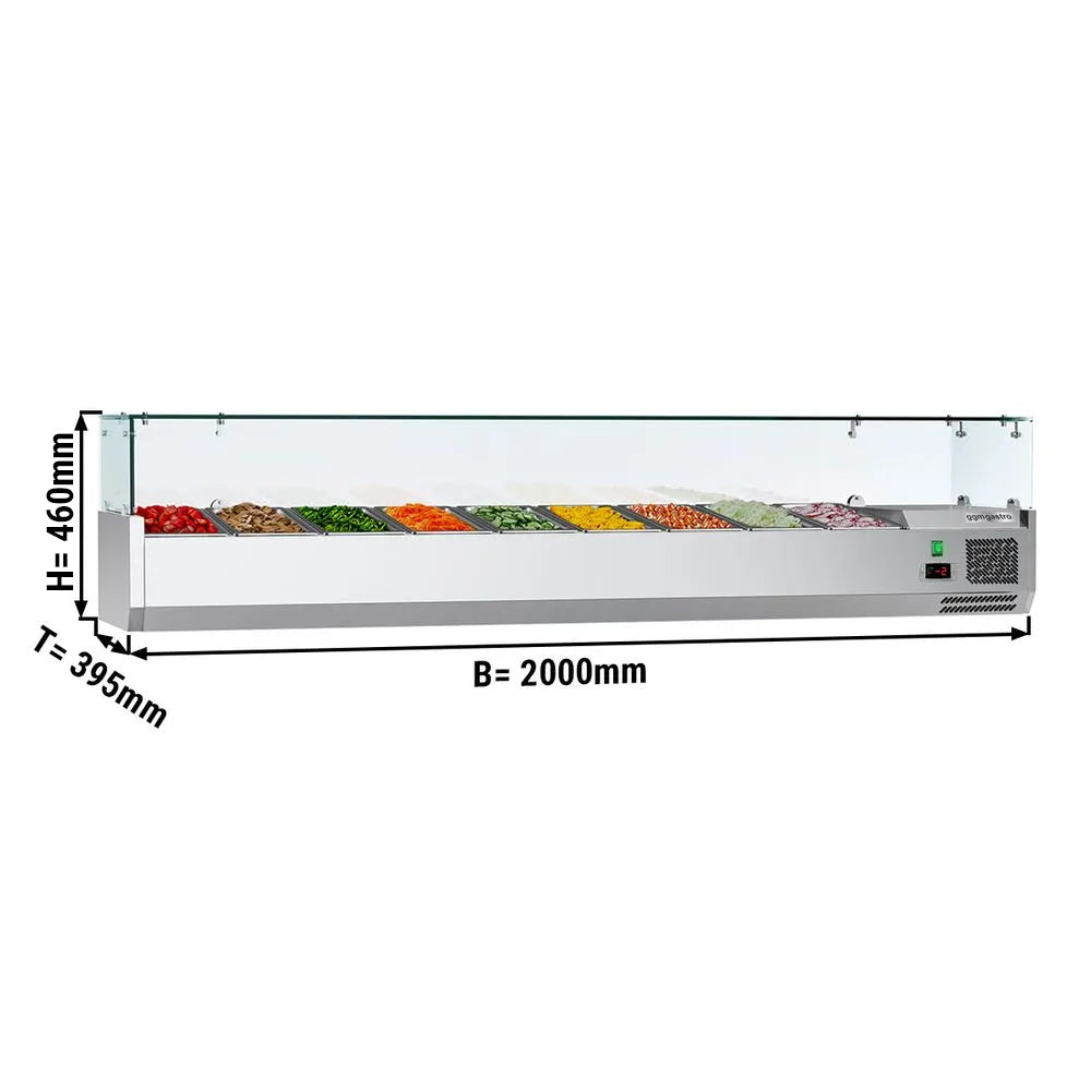 Kølevitrine - Køleopsats ECO 2,0 m x 0,4 m - til 9x 1/3 GN-beholder