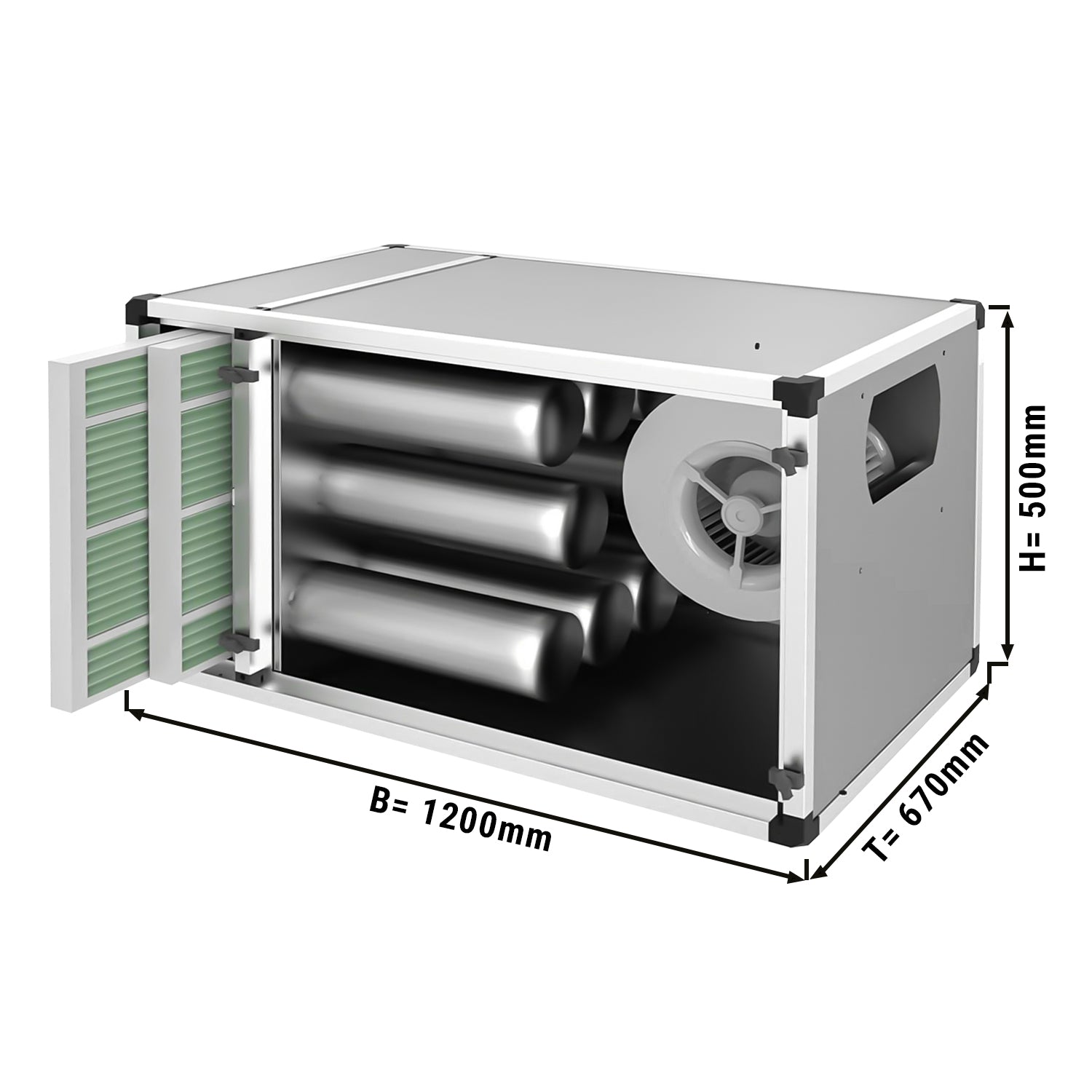 Udluftsrensningssystem - 2000 m³ (med for- og aktivt kulfilter)