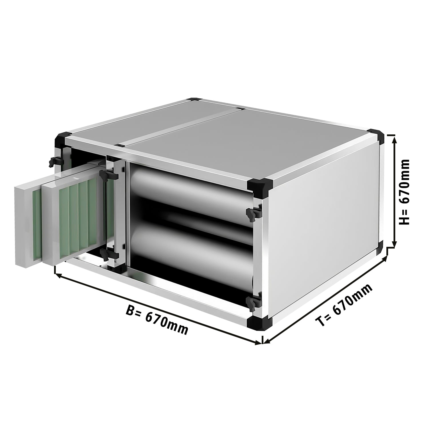 Udluftsrensningssystem - 2500 m³ - uden motor (med for- og aktivt kulfilter)