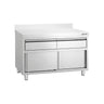 PREMIUM-arbejdsskab i rustfrit stål – 1200 x 700 mm – med 2 skuffer og opkant
